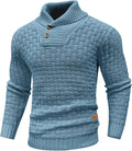 Mens Casual Pullover Turtleneck Cable Knit V Neck Sweater - Warm Shoes