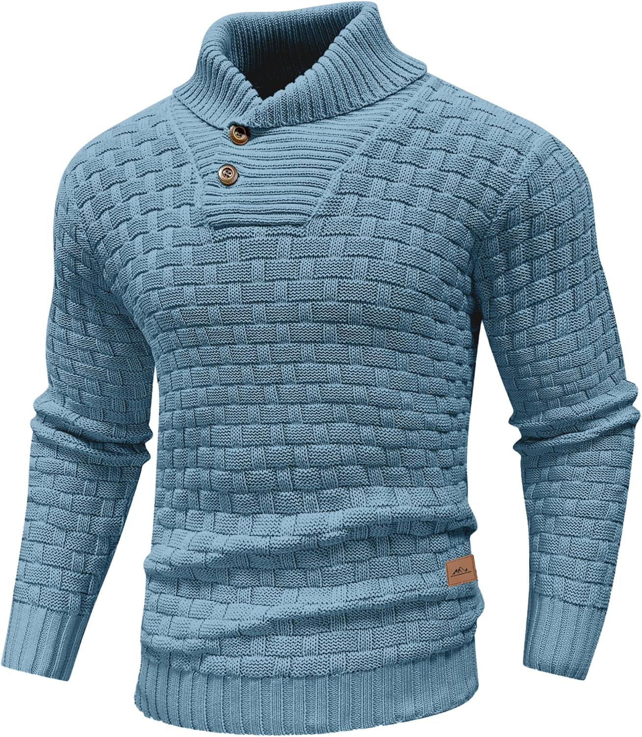 Mens Casual Pullover Turtleneck Cable Knit Sweater for Fall