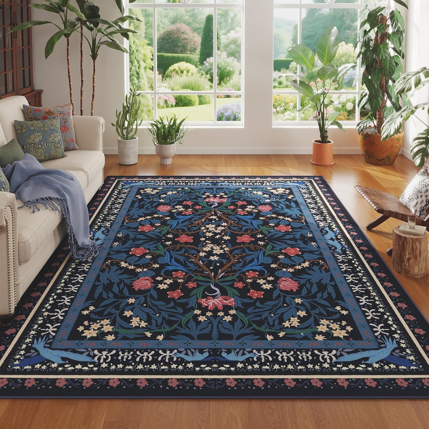 Vintage Floral Botanical Area Rugs 8x10 for Living Room