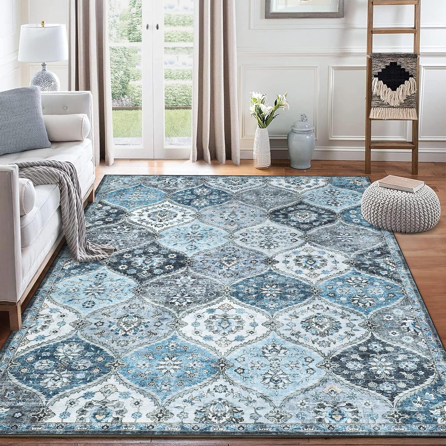9x12 Area Rug - Vintage Moroccan Trellis Design for Home