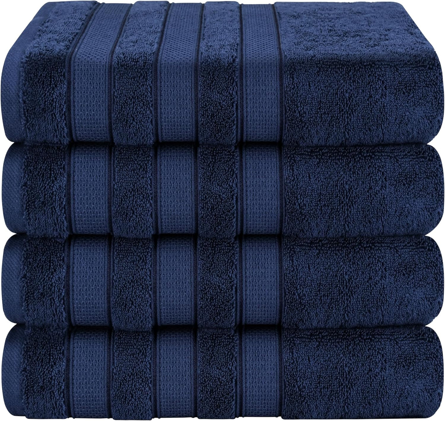 100% Cotton Turkish Bath Towels Set - Soft Absorbent Navy Blue