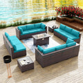 Kullavik 15 Piece Outdoor Patio Conversation Set with Fire Pit