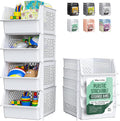 TidyFriend Stackable Storage Bins for Pantry - Clear Open Front