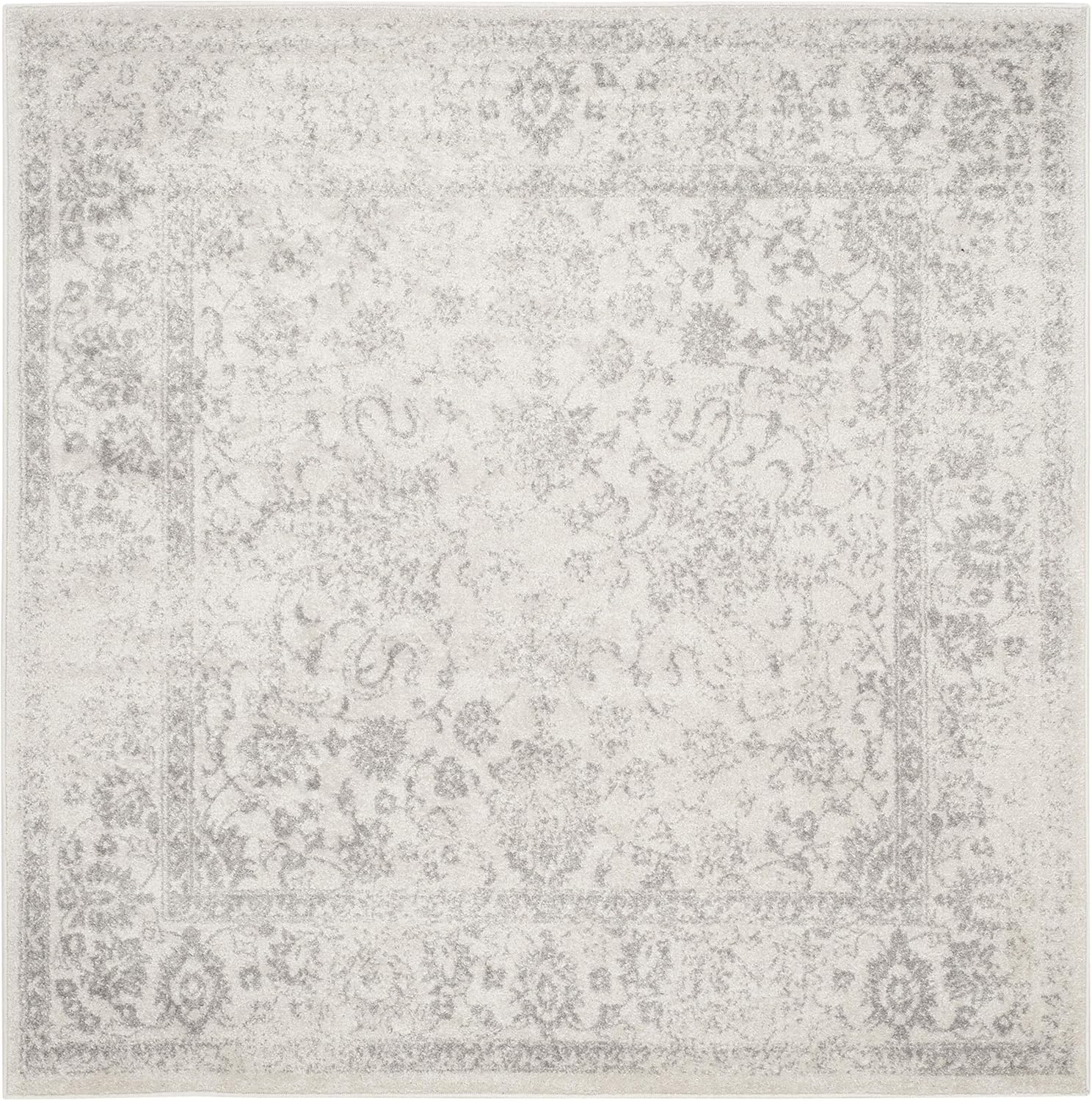 SAFAVIEH Adirondack Collection Area Rug - 5ft Square, Ivory & Silver