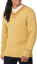 Men's Cable Knit V-Neck Sweater - Comfortable Layering Essential