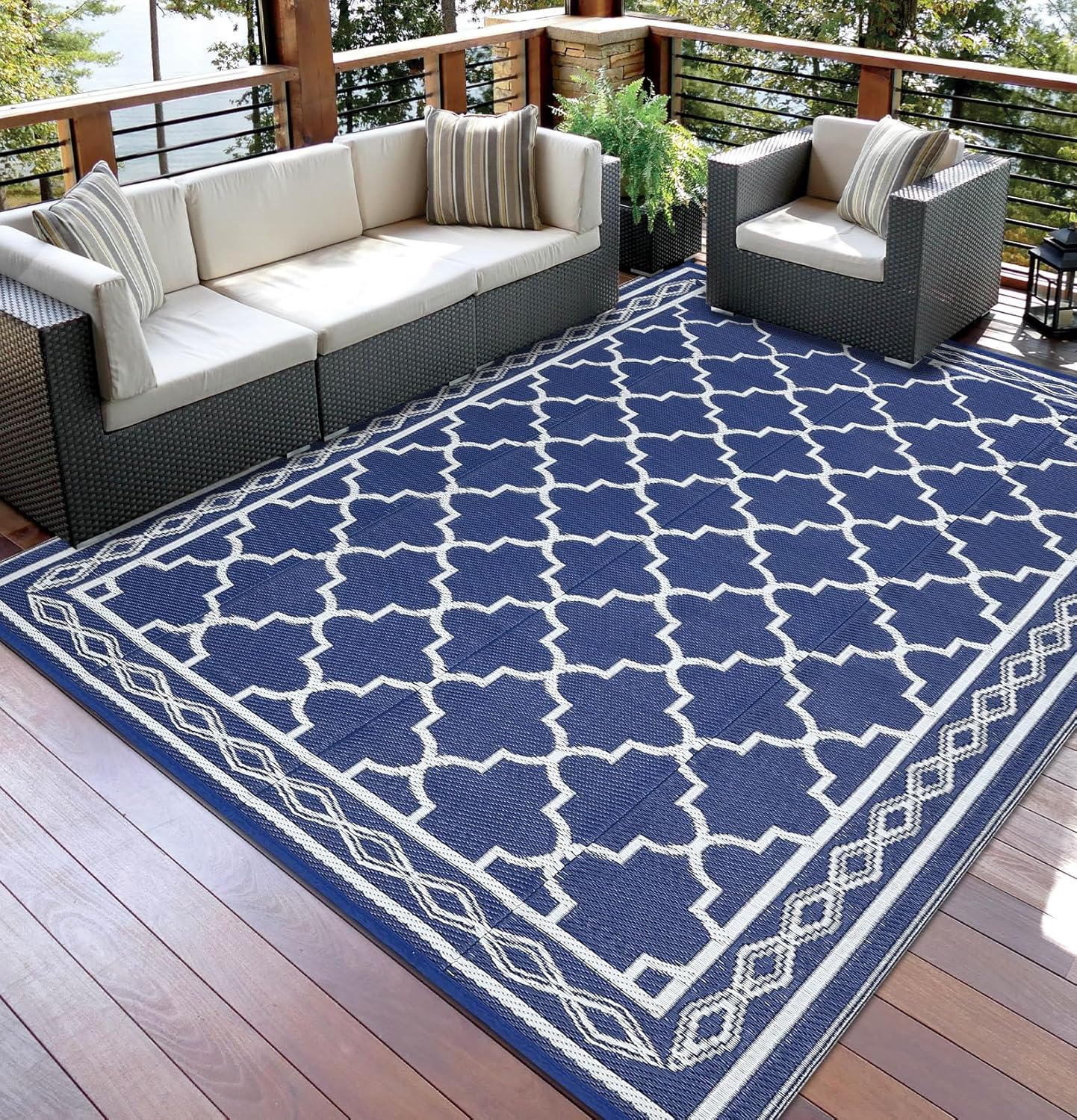 Versatile 8 x 10 Outdoor Rug for Patio, RV, and Camping Use