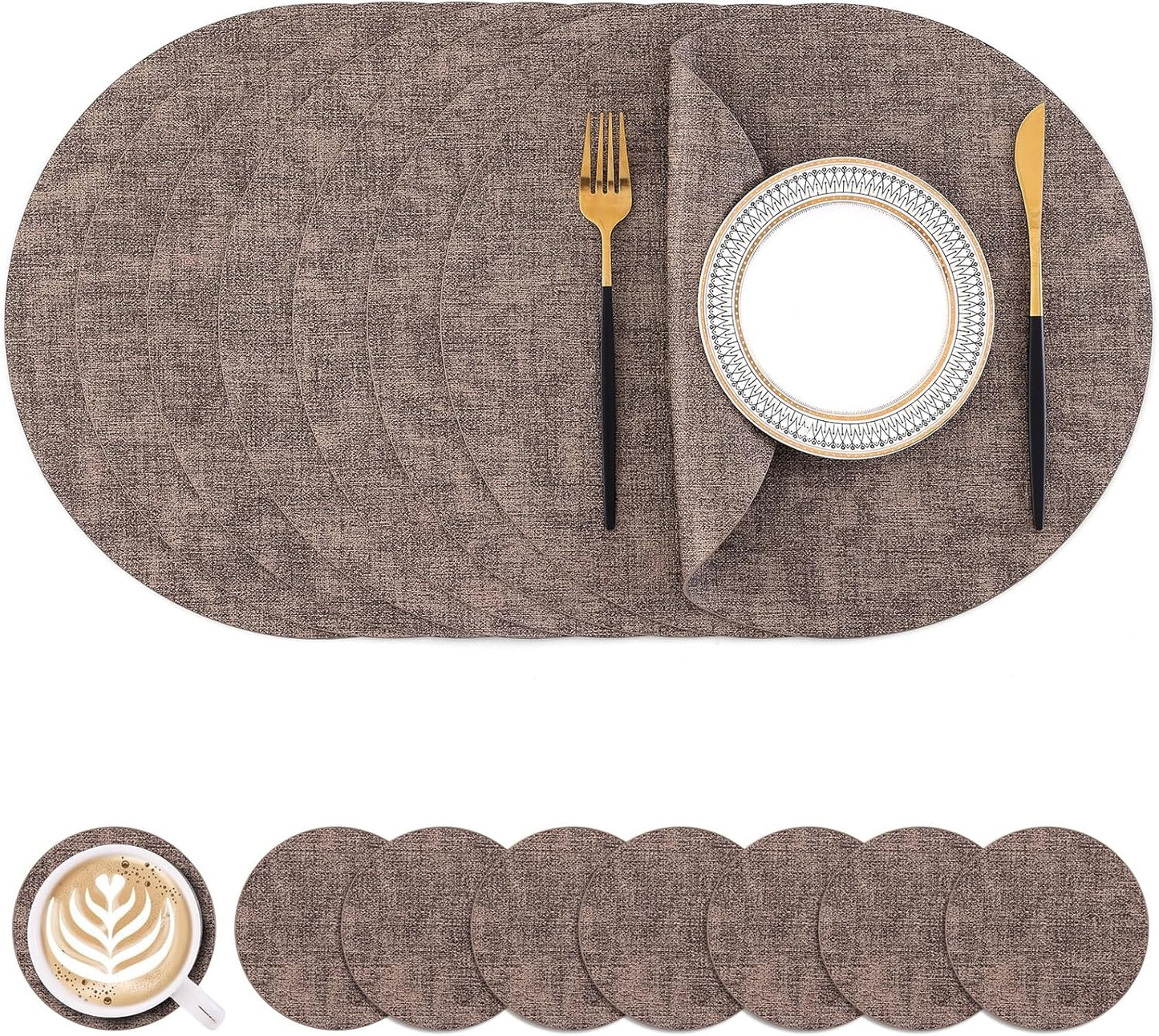 Homaxy Round Faux Leather Placemats for Elegant Dining Experience