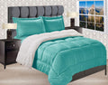 Full Turquoise Micromink Sherpa Reversible Comforter Set - Plush