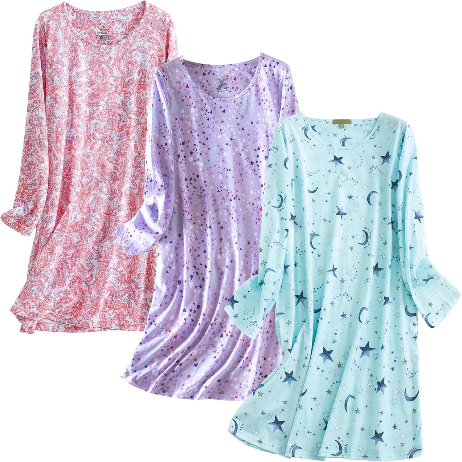 PNAEONG 3 Pack Women's Nightgown for Cozy Sleep Comfort