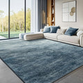 Washable Rug 9x12 Area Rug - Stain Resistant, Non-Slip Large Blue Rug
