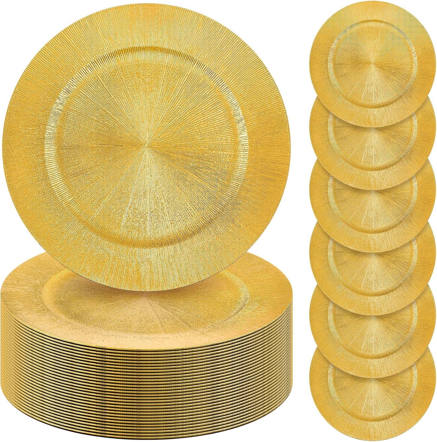 Gold Charger Plates Bulk - 50 Pcs 13 Inch Round Plastic Plates