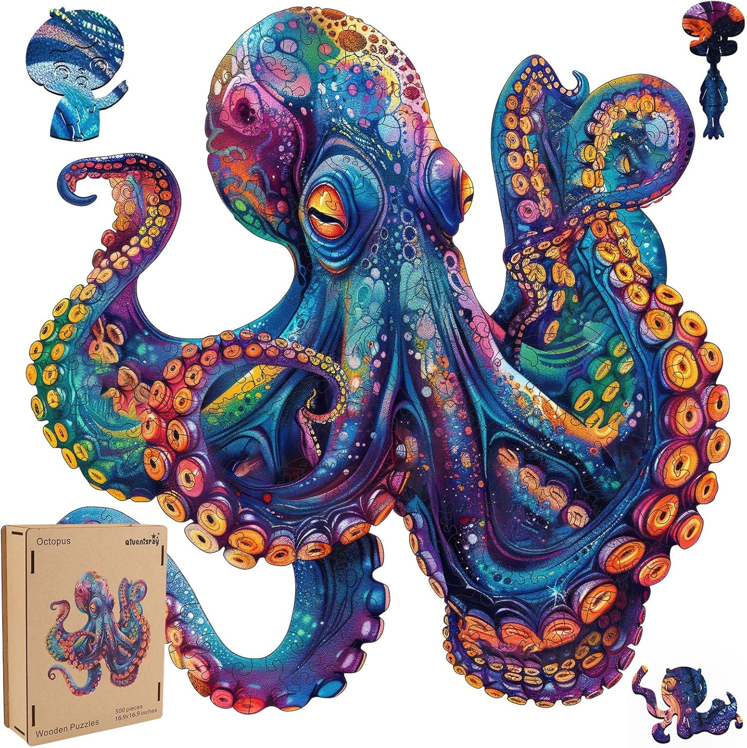Octopus Wooden Jigsaw Puzzles 500pcs for Adults and Kids