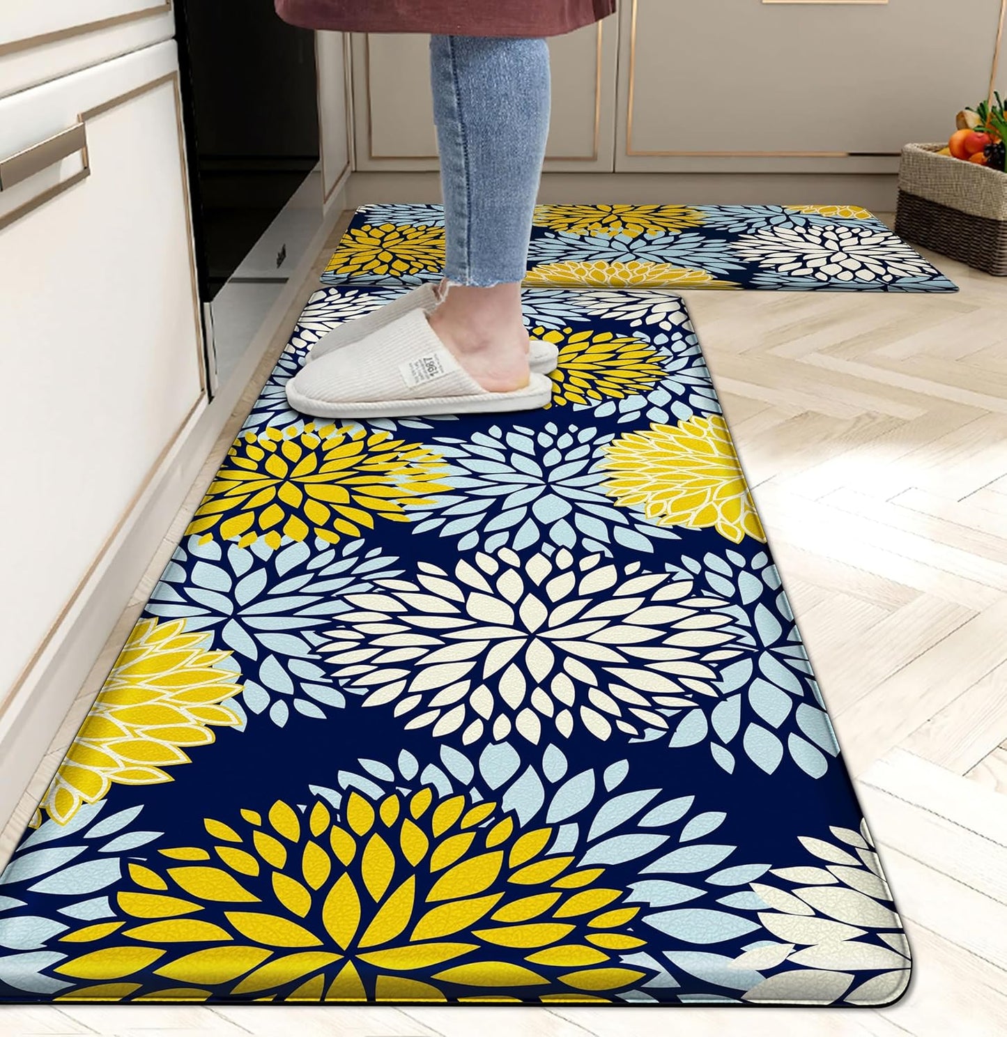 Cushioned Anti Fatigue Kitchen Mats Set of 2 for Comfort