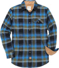 Mens Flannel Shirt Long Sleeve Button Down - Classic Brushed Cotton up