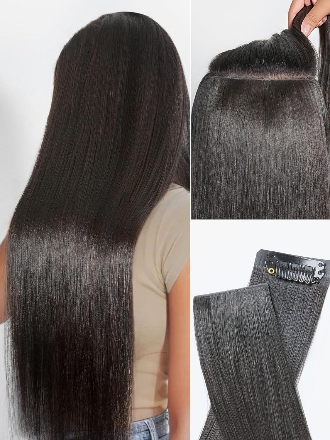 LUVME Invisible Clip in Hair Extensions for Natural Black Hair