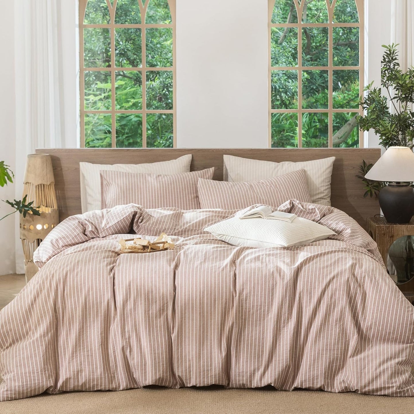 MooMee Striped Duvet Cover Set for King Size Beds - Soft Comfort
