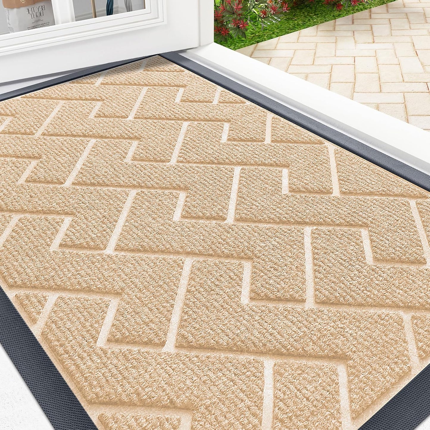 OLANLY Front Door Mat Waterproof All-Season Indoor Outdoor