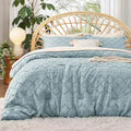 Bedsure Twin Comforter Set Dusty Blue - Boho Tufted Comforter