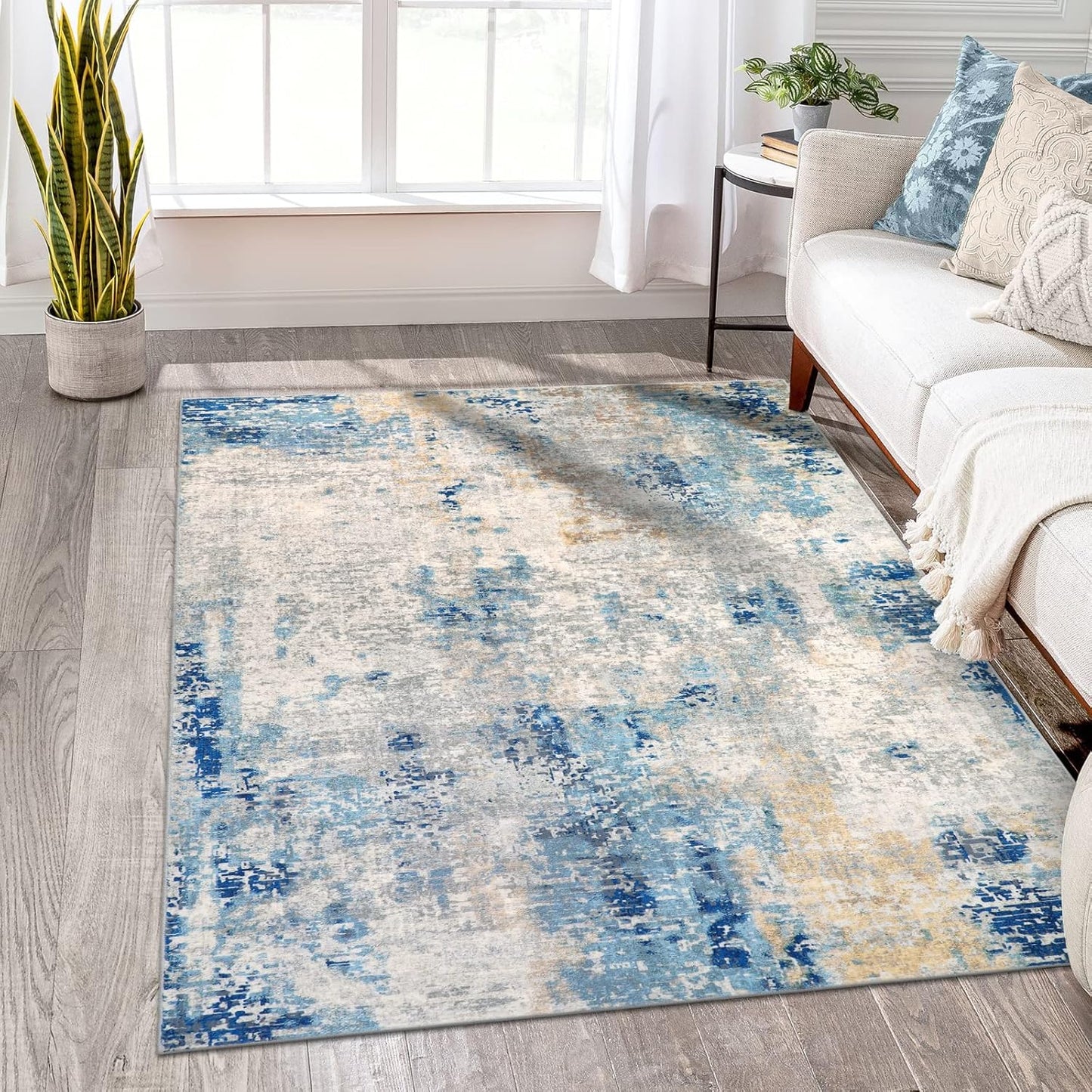 Lahome Modern Abstract Washable Area Rugs 5x7 for Home Decor