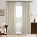 Farmhouse Linen Curtains 90 in Long Pinch Pleat Drapes - Rustic Light