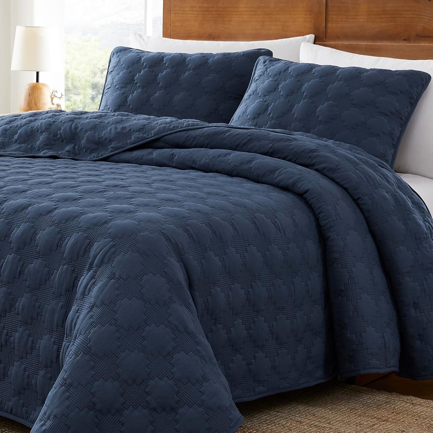Palassio Navy Blue Quilt King Size Bedding Set for All Seasons