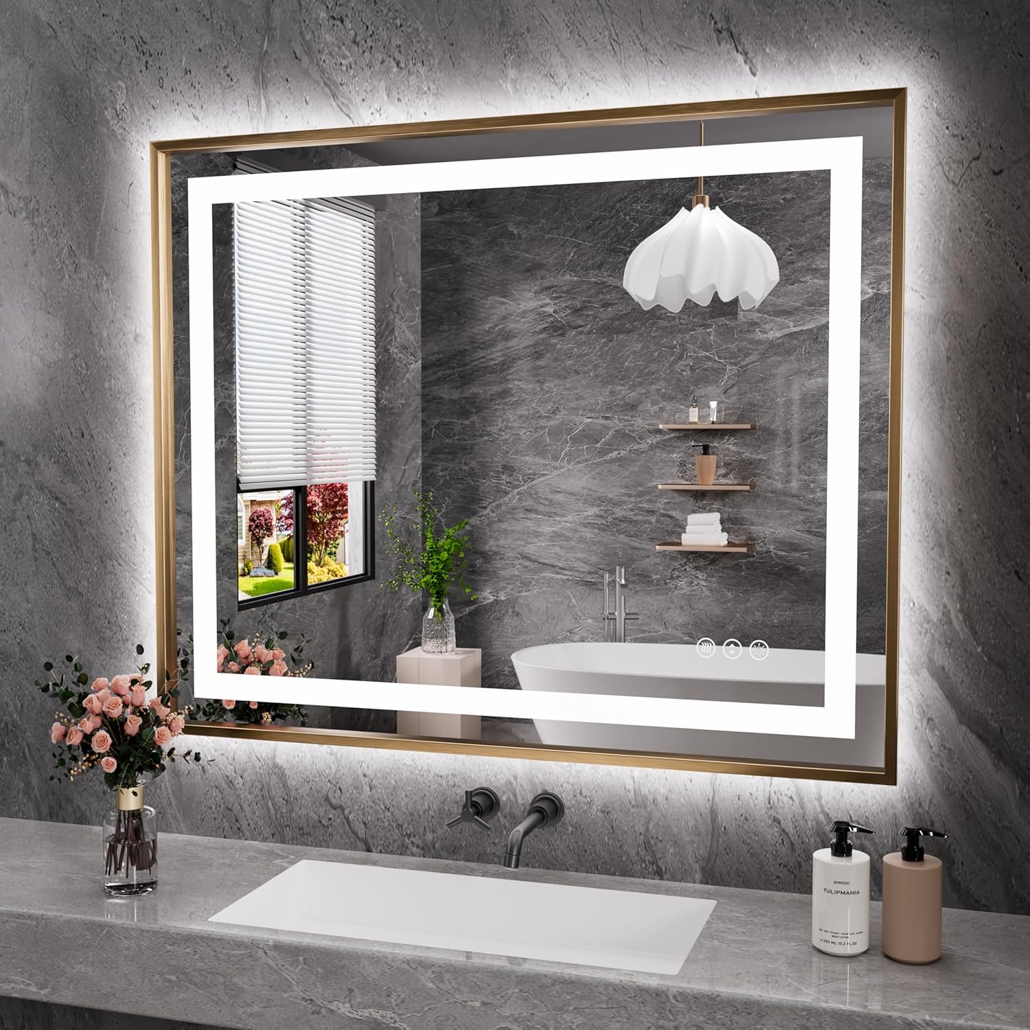 Amorho 44X36 LED Bathroom Mirror with Front Light and Backlit