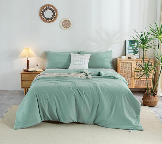 COTTEBED Ultra-Soft Sage Green Comforter Set for Queen Bed