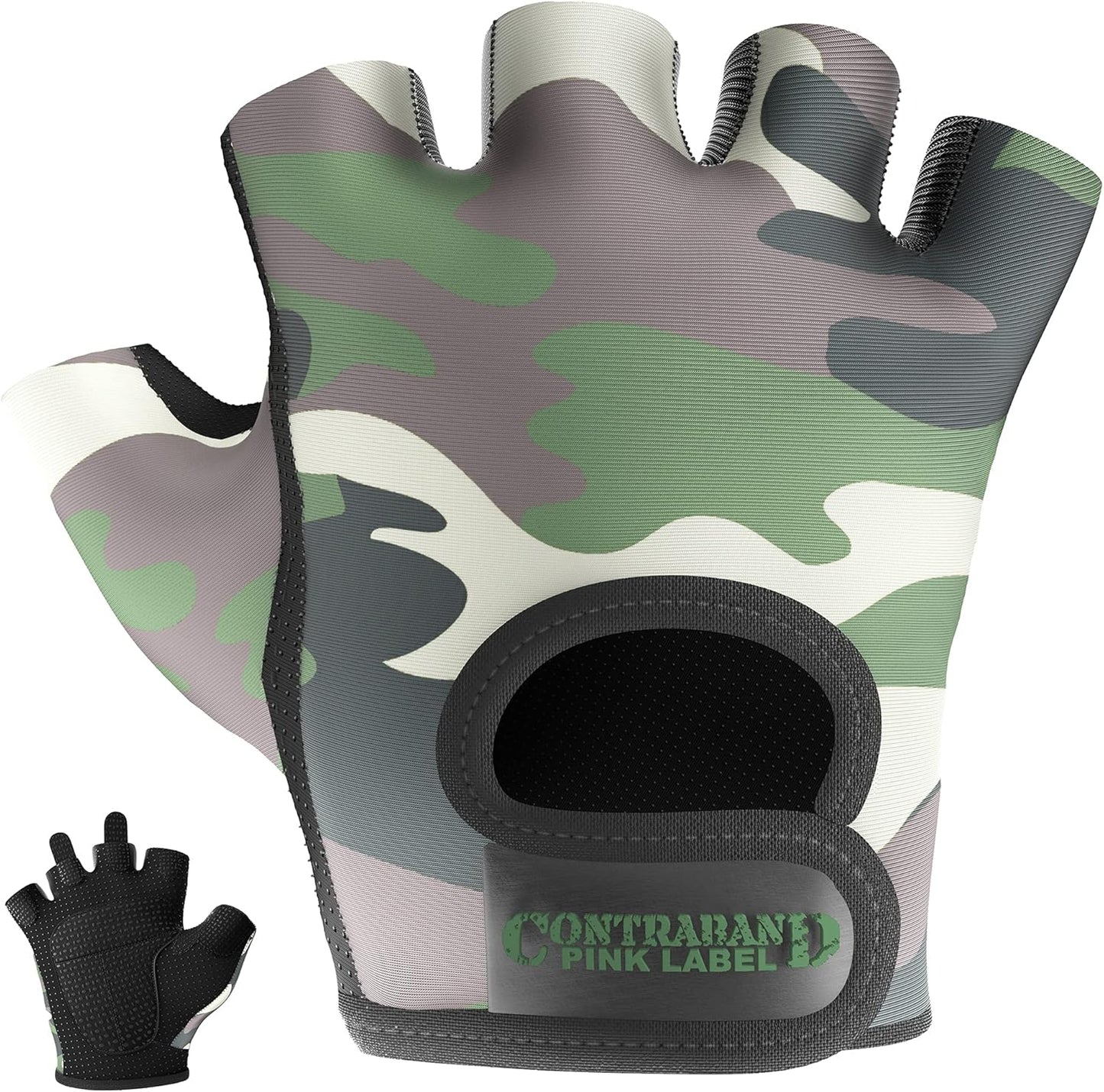 Contraband Pink Label Camo Print Lifting Gloves ~ Griplock Silicone