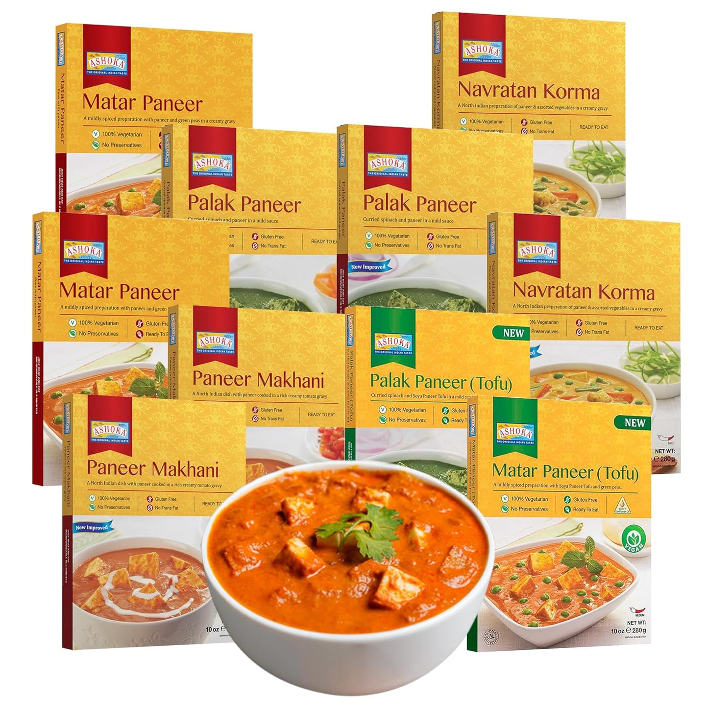 Authentic Indian Heat & Eat Meals - Vegetarian Curry Assortment