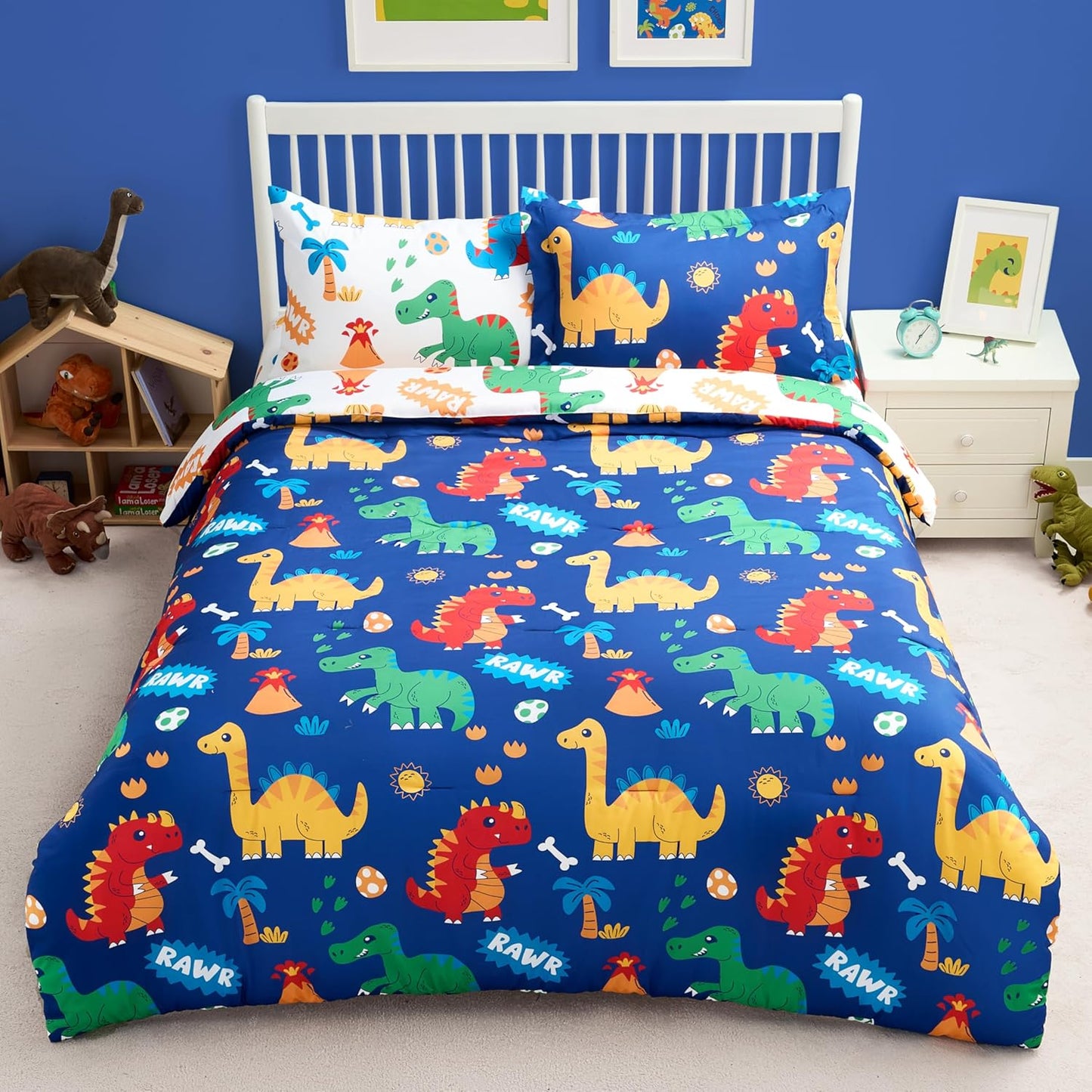 Joiedomi Kid Twin Comforter Set with Cute Dinosaur Design