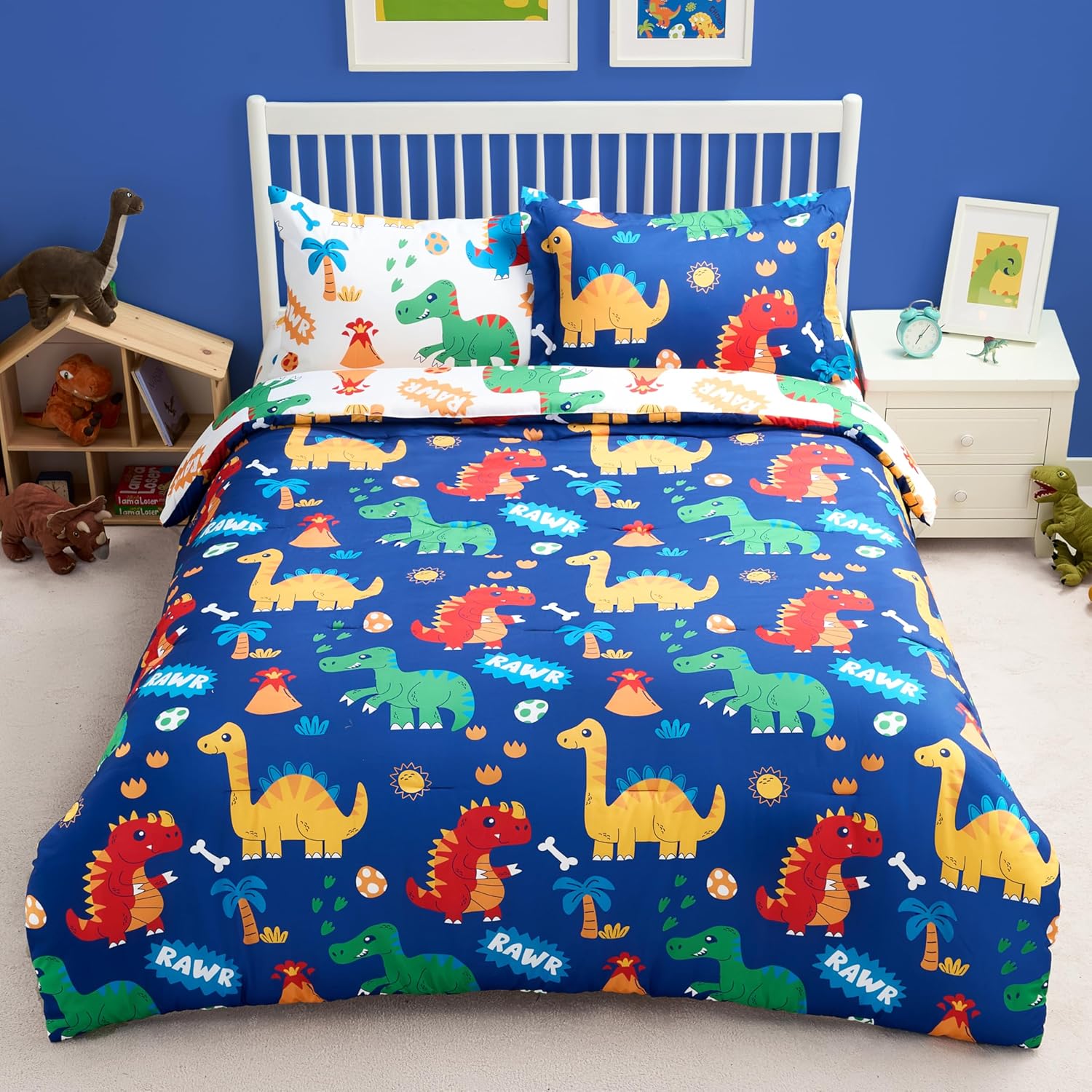 Joiedomi Kid Twin Comforter Set with Cute Dinosaur Design