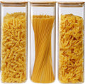 Square Glass Jars with Bamboo Lids 79 FL OZ Set of 3 - Tall Airtight