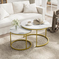 Smuxee White Nesting Coffee Table Set of 2 - Space Saving Marble