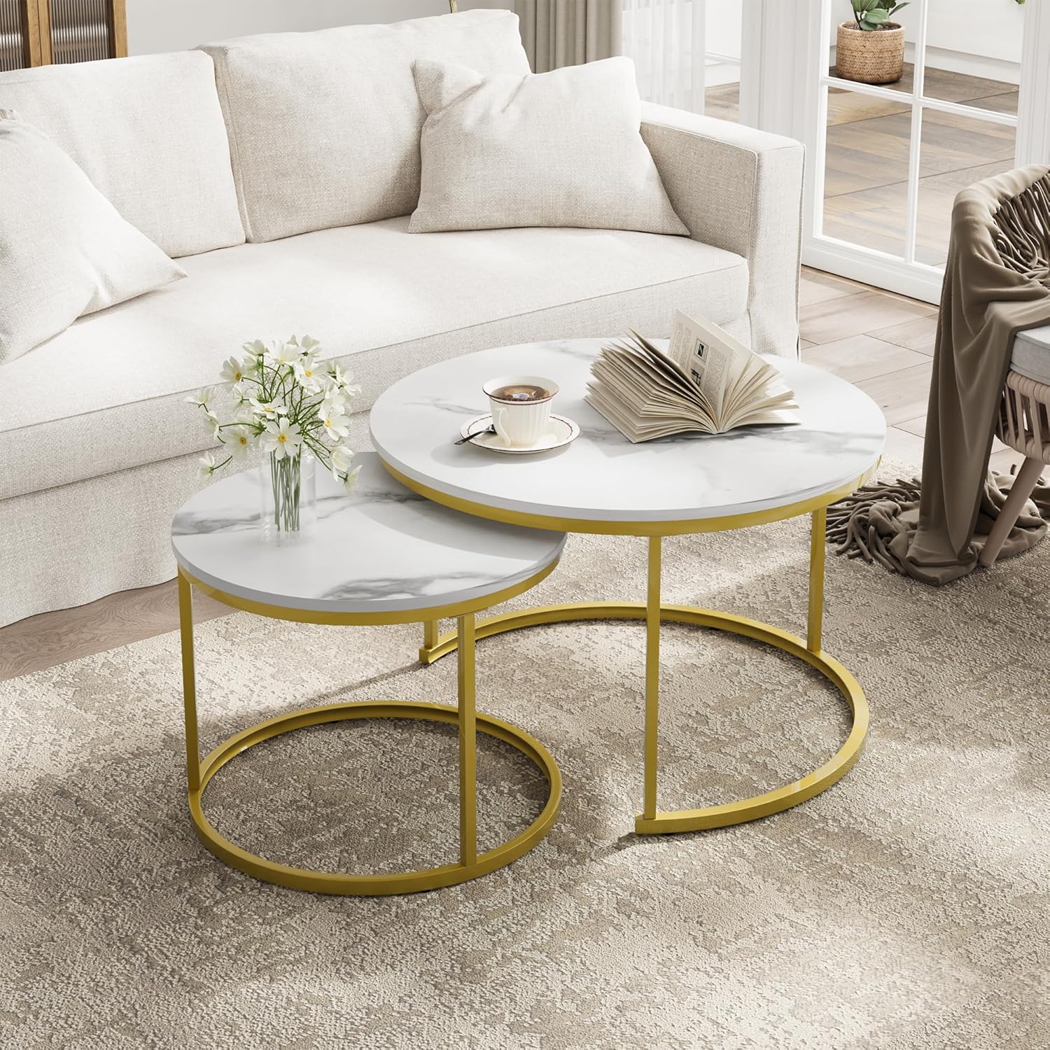 Stylish Smuxee White Nesting Coffee Table Set for Any Space