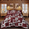 3 Piece Cabin Full/Queen Quilt Set - Reversible Rustic Christmas