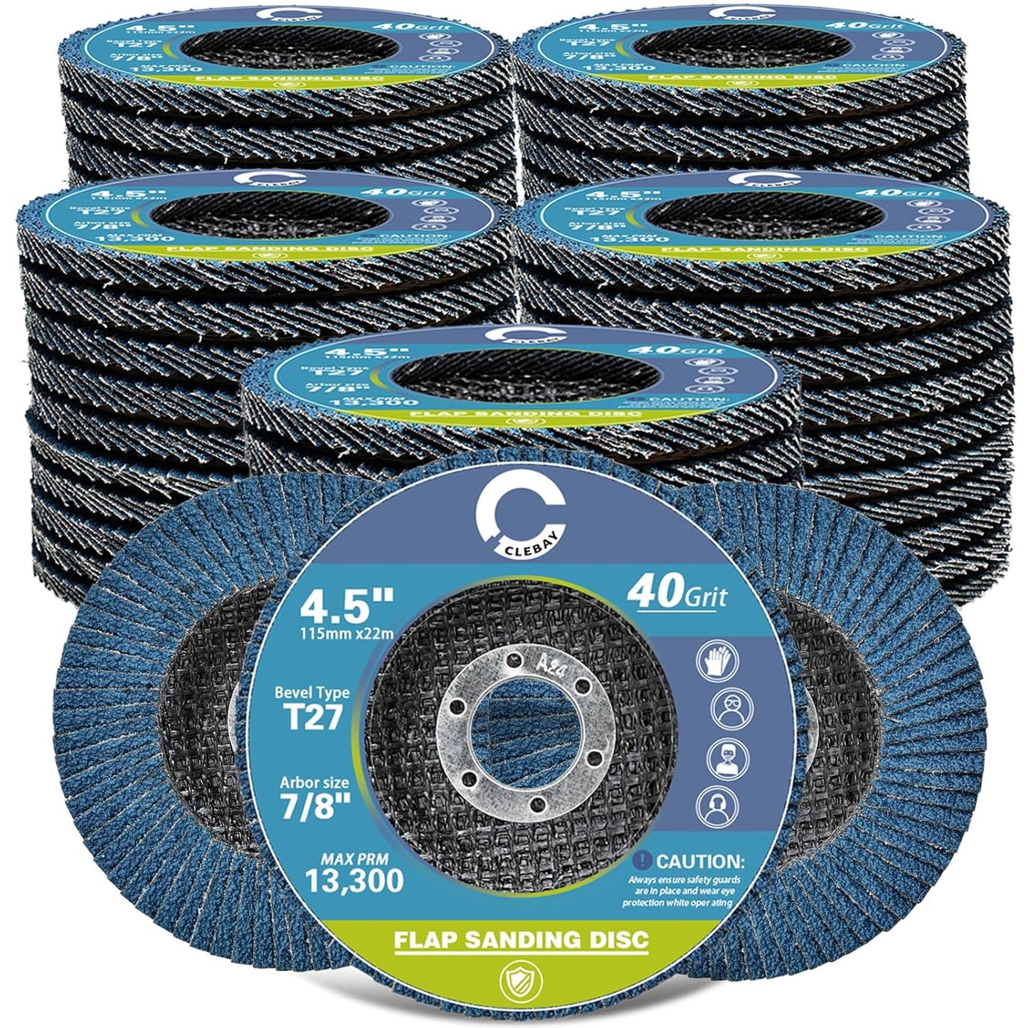 40 Grit Zirconia Flap Discs for Angle Grinder - 50 Pack