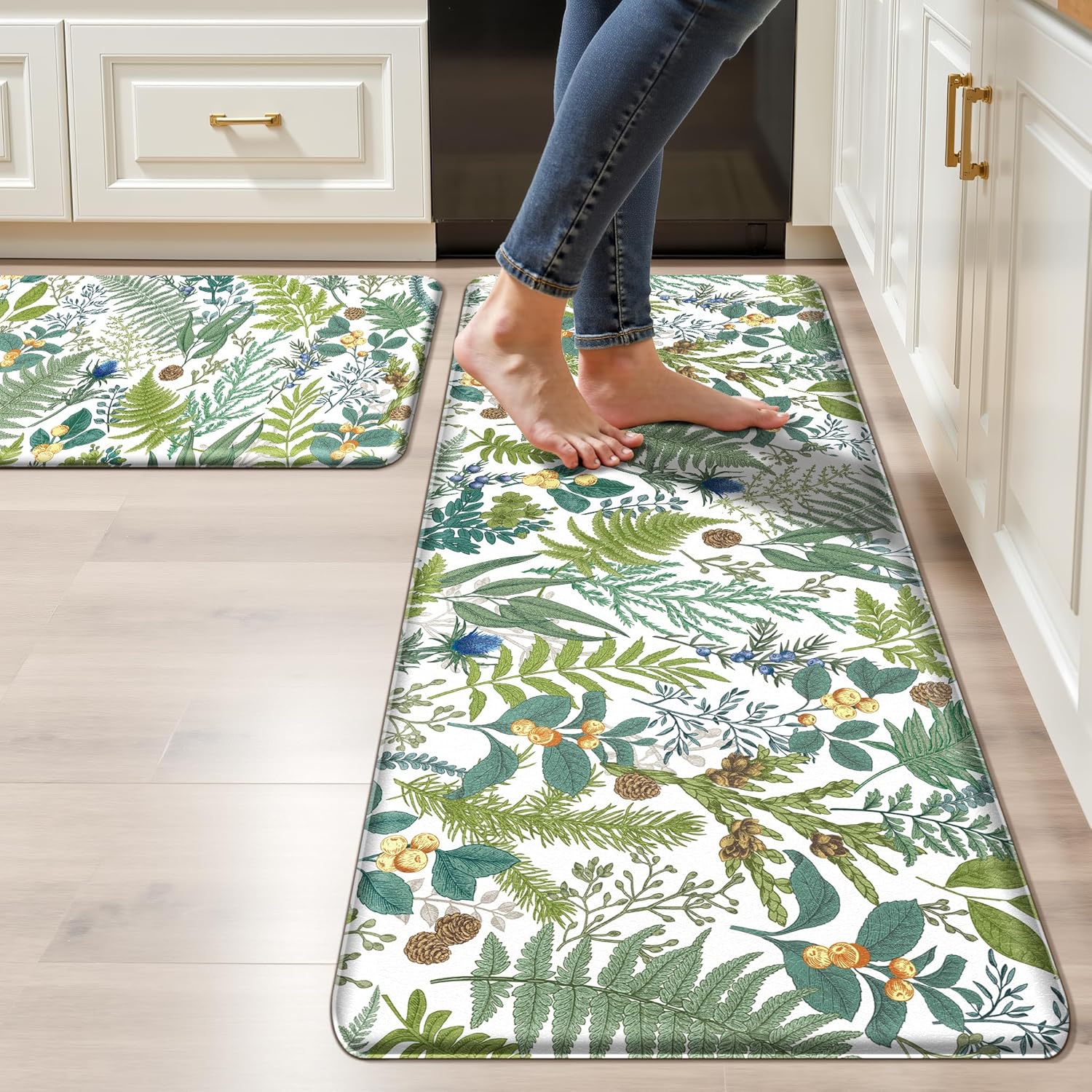 Botanical Kitchen Rugs Set of 2 for Comfort and Style