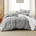 Bedsure King Comforter Set - Grey Floral Reversible Bedding - Cozy