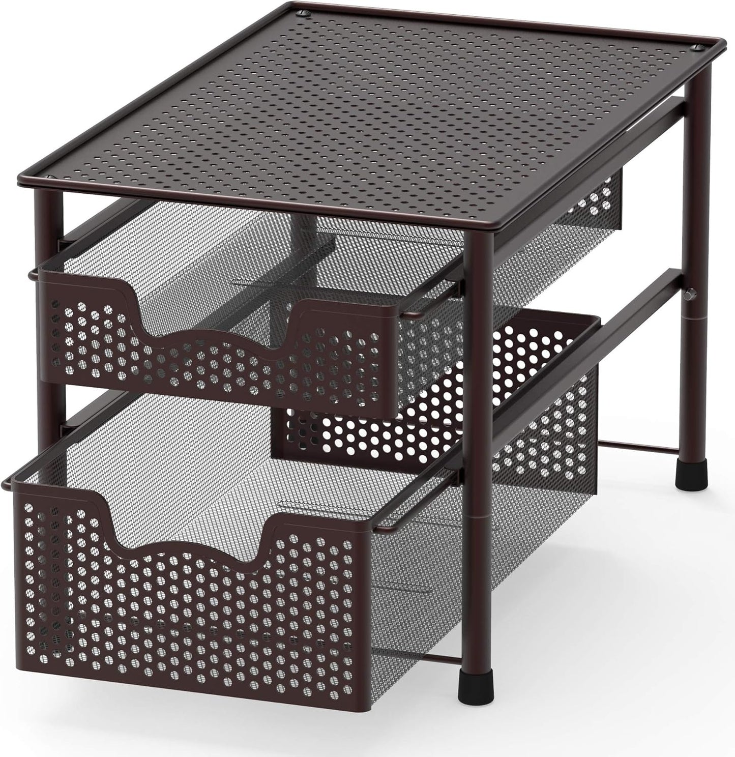 Simple Houseware Stackable 2 Tier Sliding Basket Organizer