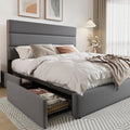 Full Size Platform Bed Frame with 4 Storage Drawers - Velvet Headboard