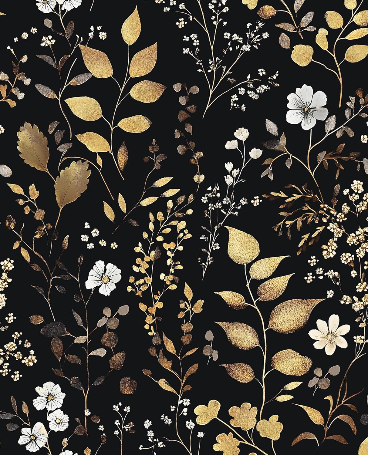 Boho Wallpaper Peel and Stick Dark Floral Vintage Leaf Design