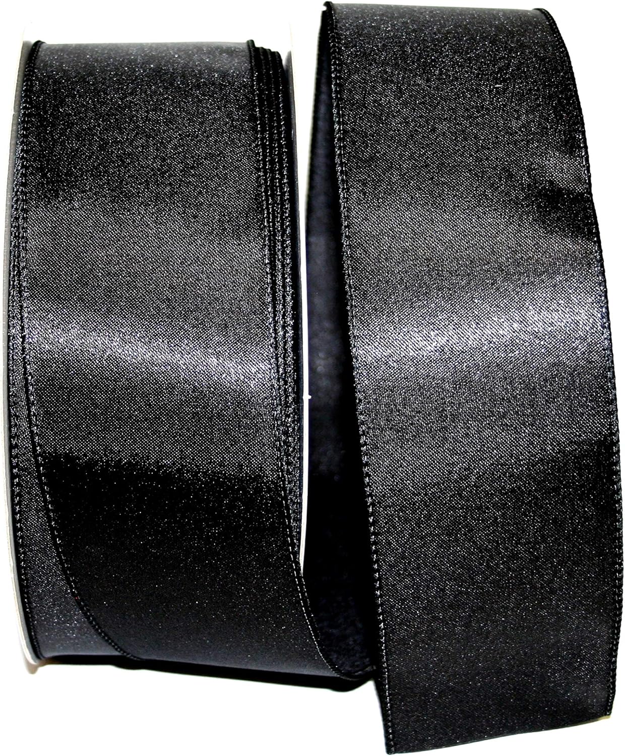 Reliant Ribbon Satin Value Wired Edge Ribbon in Black, 50 Yards