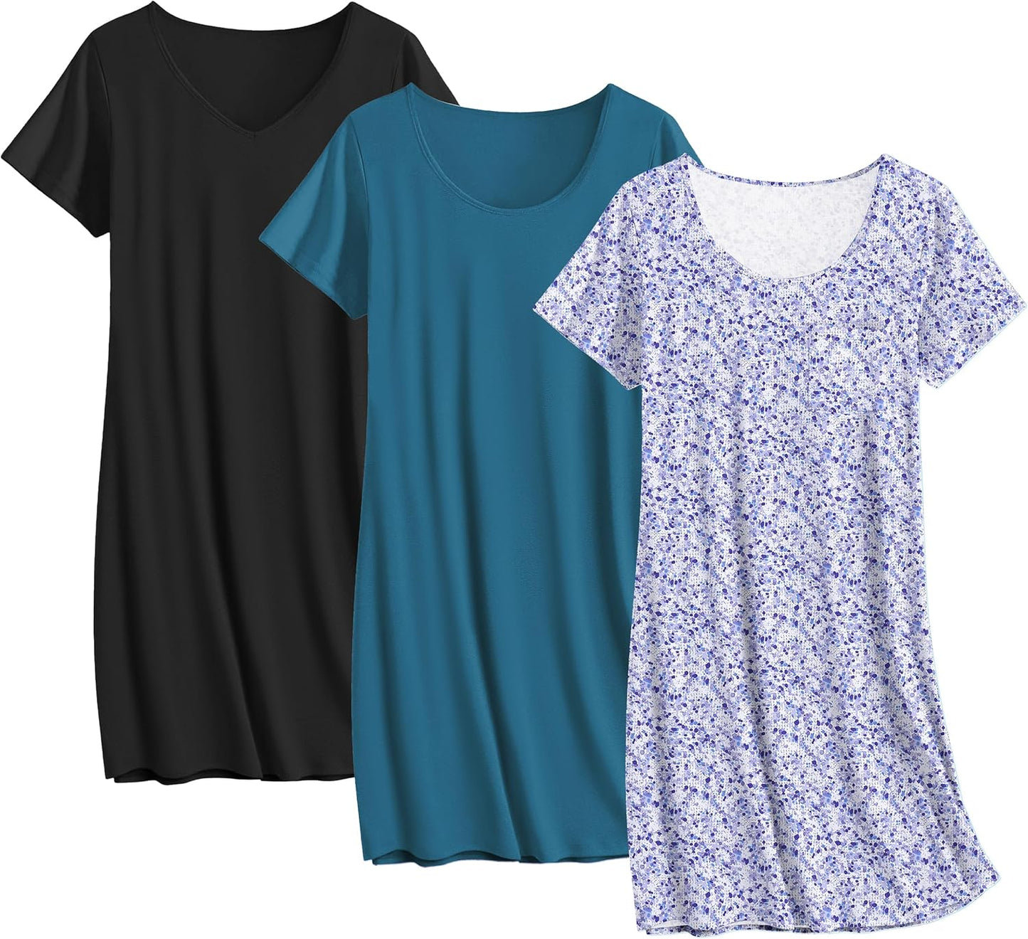 Ekouaer Cotton Nightgowns for Women - 3 Pack Sleepshirts