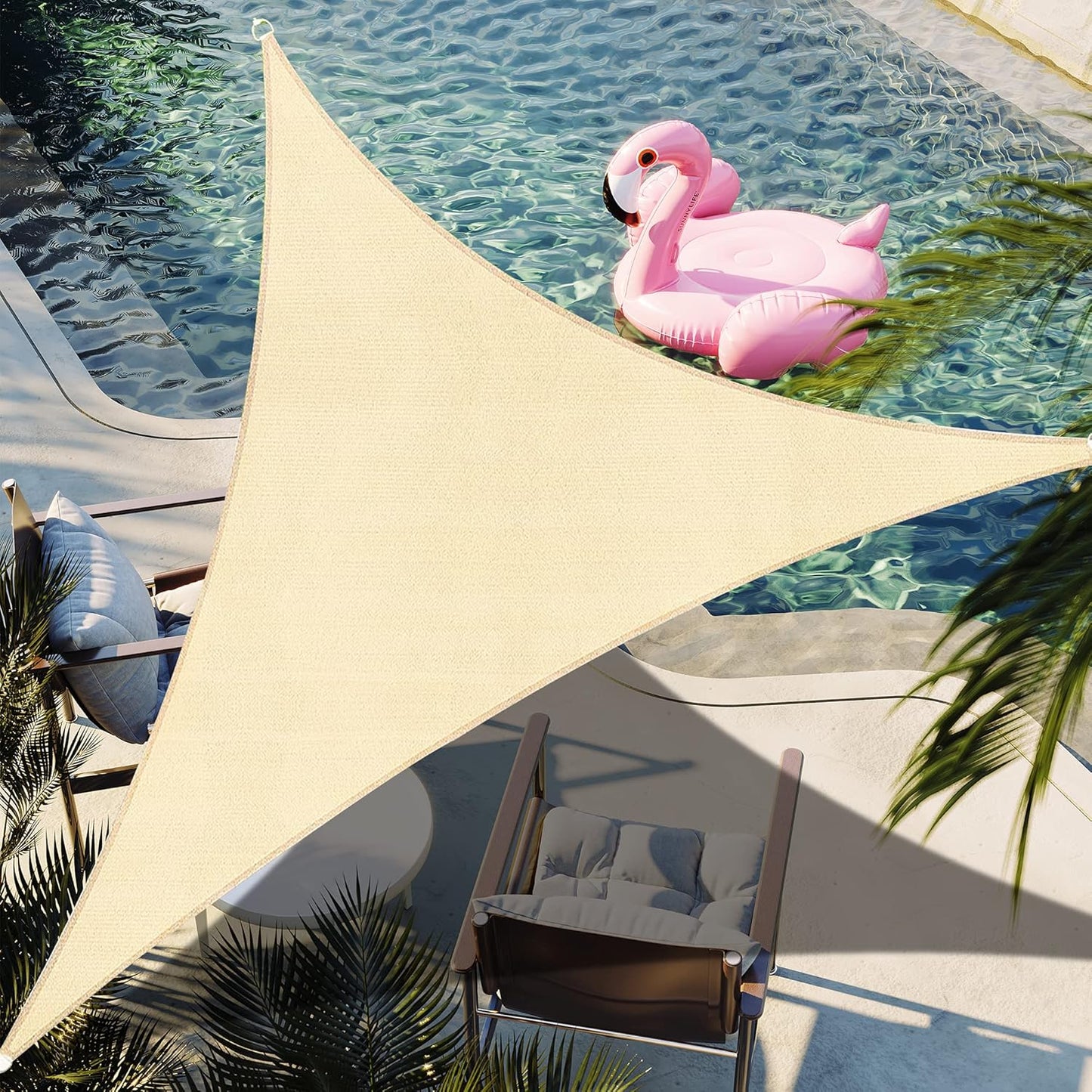 7ft x 13ft x 14.8ft Beige Right Triangle Sun Shade Sail Canopy