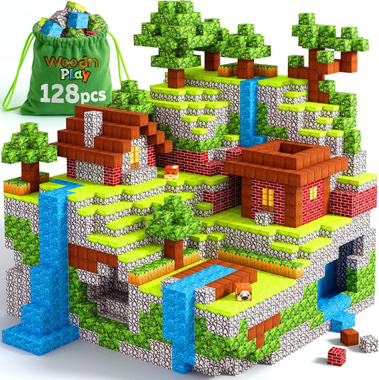 Magnetic Blocks Cubes 128PCS - STEM Building Blocks for Kids