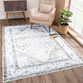 Washable Non-Slip 9 ft x 12 ft Traditional Area Rug