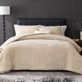 Amelie Home Queen Comforter Set with Stripe Jacquard Design - Super