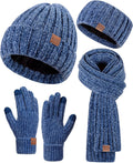 Women Beanie Scarf Gloves Headband Set for Winter Warmth