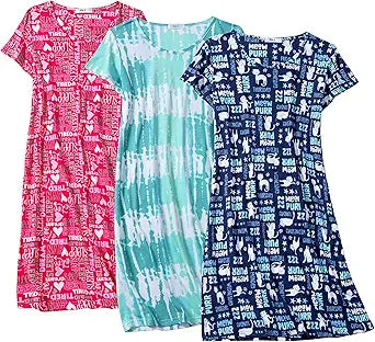 FEREMO 3 Pack Nightgowns for Women Soft Cotton Sleep Shirts