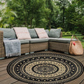 Cekene Round Outdoor Rug 6ft Reversible Patio Mat - Portable